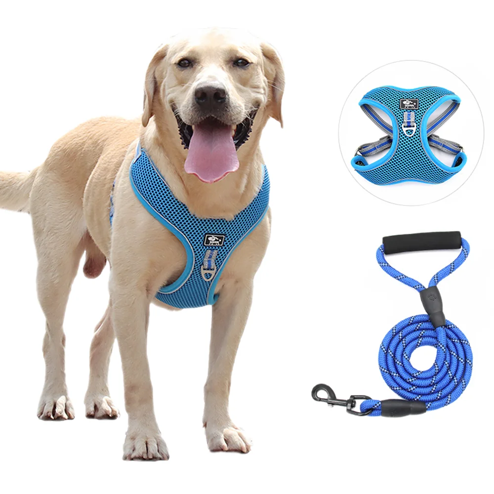 

Medium Large Dog Harness Vest Breathable Dog Training Harness Adjustable Reflective Nylon Pet Chest Strap For Labrador Doberman