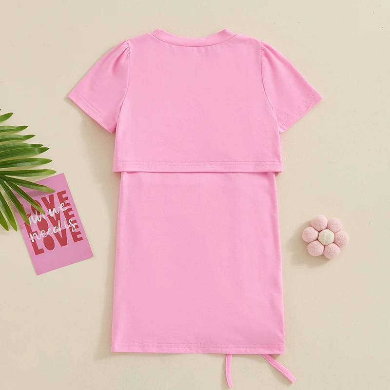 Летняя модная Однотонная футболка Tregren для девочек 1-5 лет с коротким рукавом и со