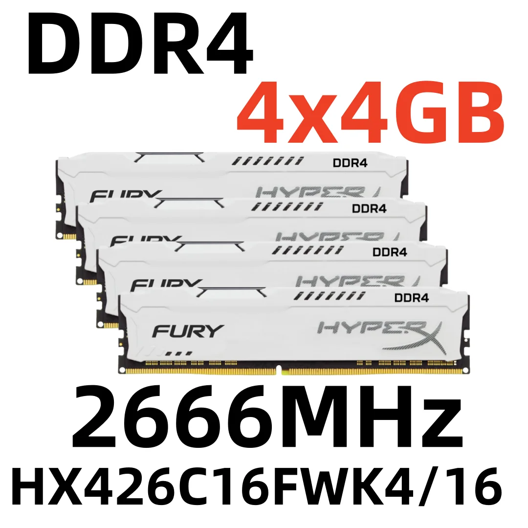 Операционная память HyperX Fury DDR2 2666 Мб 16 Гб для ПК 4x4 ГБ HX426C16FWK4/16