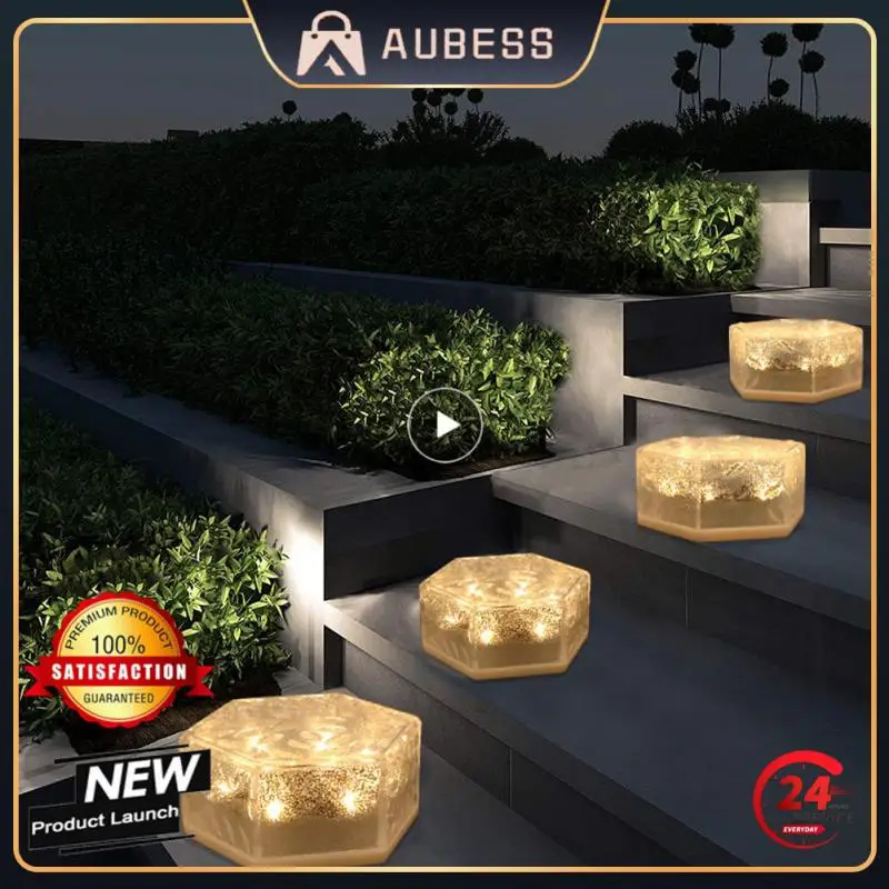 

Atmosphere Lawn Household Hexagonal Ice Brick Floor Light Rainproof Warm White Outdoor Landscape Garden Sidewalk Lawn Light