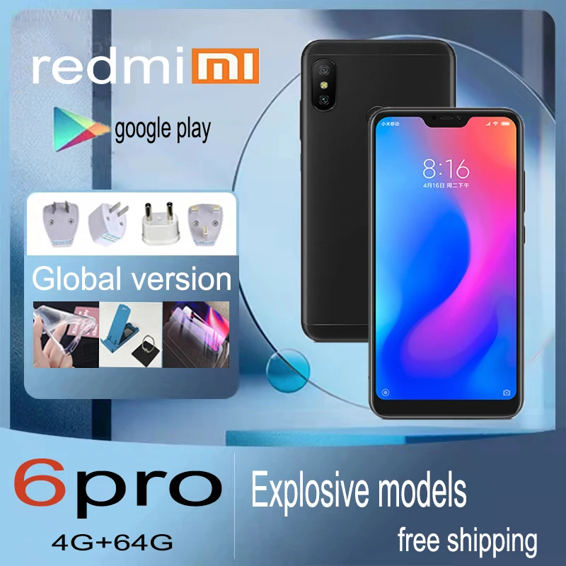 Xiaomi Redmi 6 Pro Global version cellphone Smartphone mobile phone 1080 X 2280 Pixels Snapdragon 625 4000 MAh