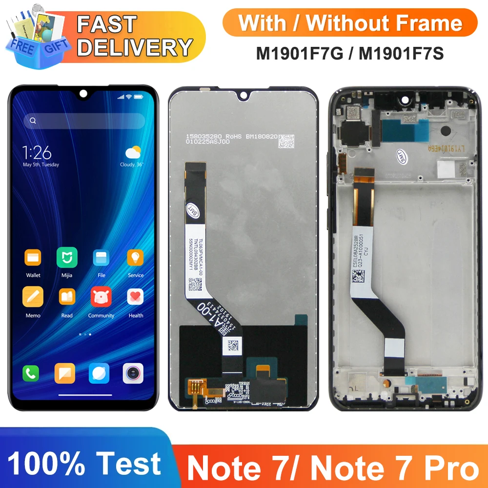 Xiaomi Redmi Note 7 Pro M1901F7S Совместимый ЖК-дисплей с дигитайзером сенсорного экрана