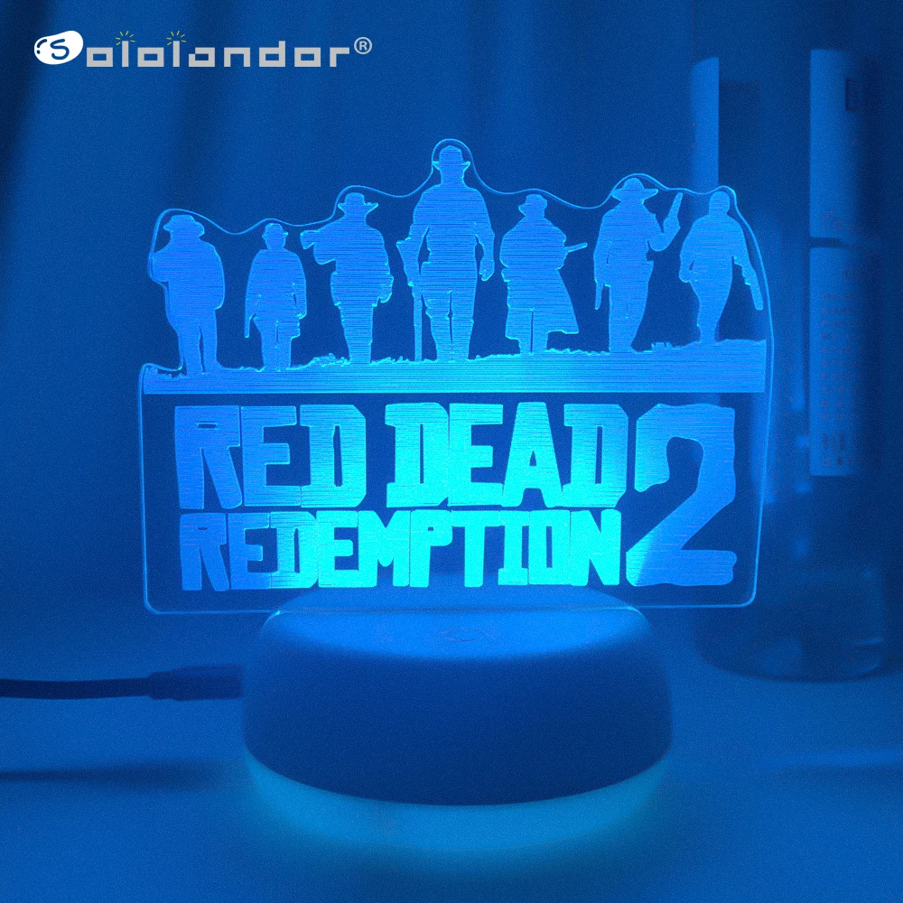 

Red Dead Redemptions 2 LOGO Game Figure Arthur Morgan 3D Lamps Led RGB Night Lights Cool Gift Bed Room Table Colorful Decoration