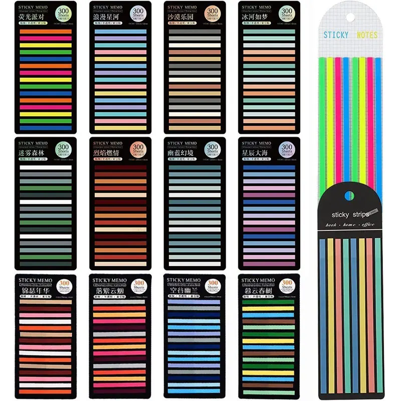 

300Sheets/Set Rainbow Color Index Stickers Notes Memo Pad Notes Sticky Transparent PET Bookmarks Notepad School Stationery Gifts