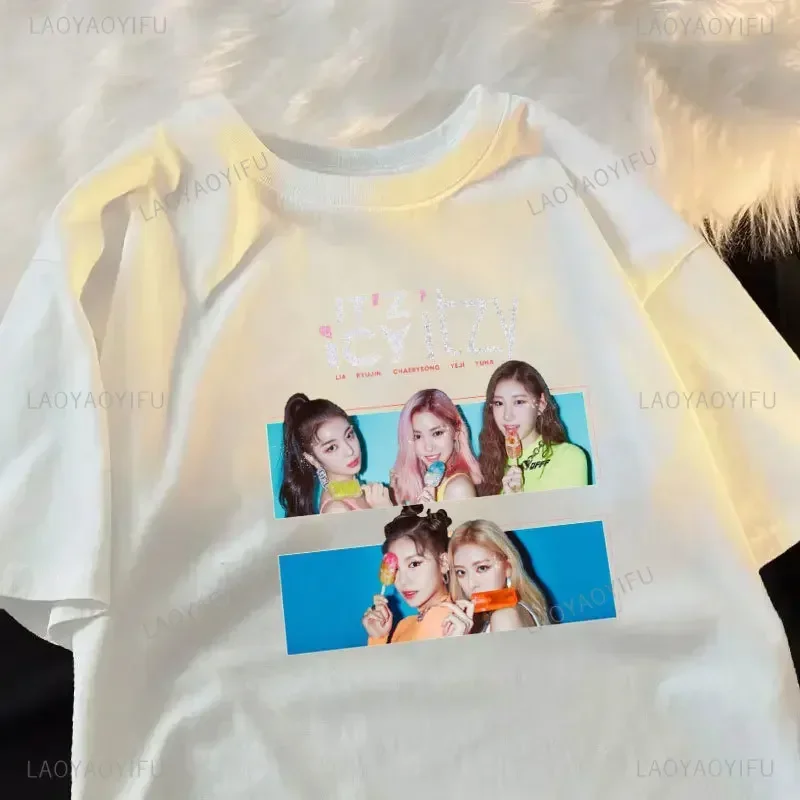 Футболка ITZY Itzy Cheshire Album хлопковая футболка Kpop Fashion Street Y2K популярная для женщин и