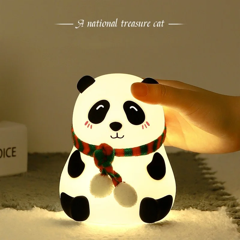 

Cartoon Panda Silicone Night Light USB Charging Colorful Shooting Light LED Atmosphere Bedside Table Lamp Gift Decoration