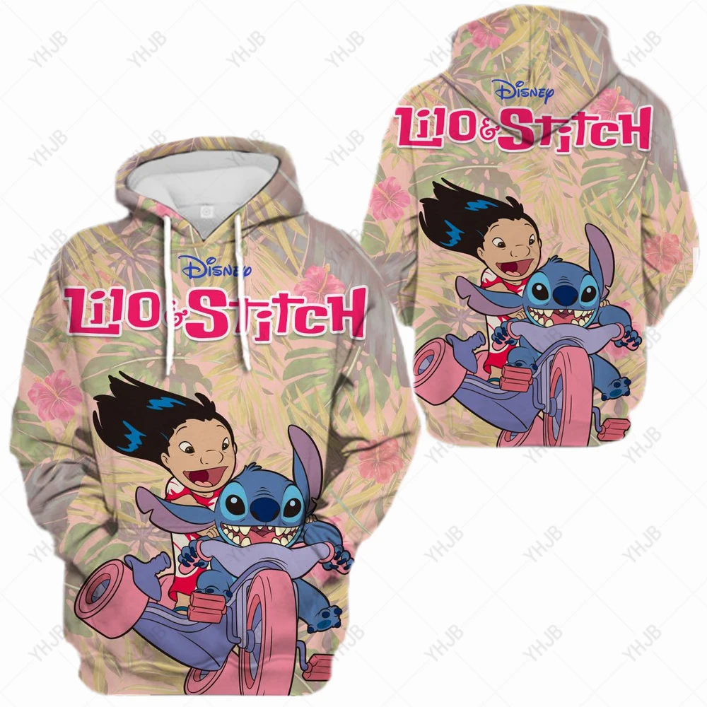 

Disney Lilo Stitch Pullover Hoodies Long Sleeve Sweatshirt Boys Girls Men Women Clothes Parent-child Cartoon Tops Coat