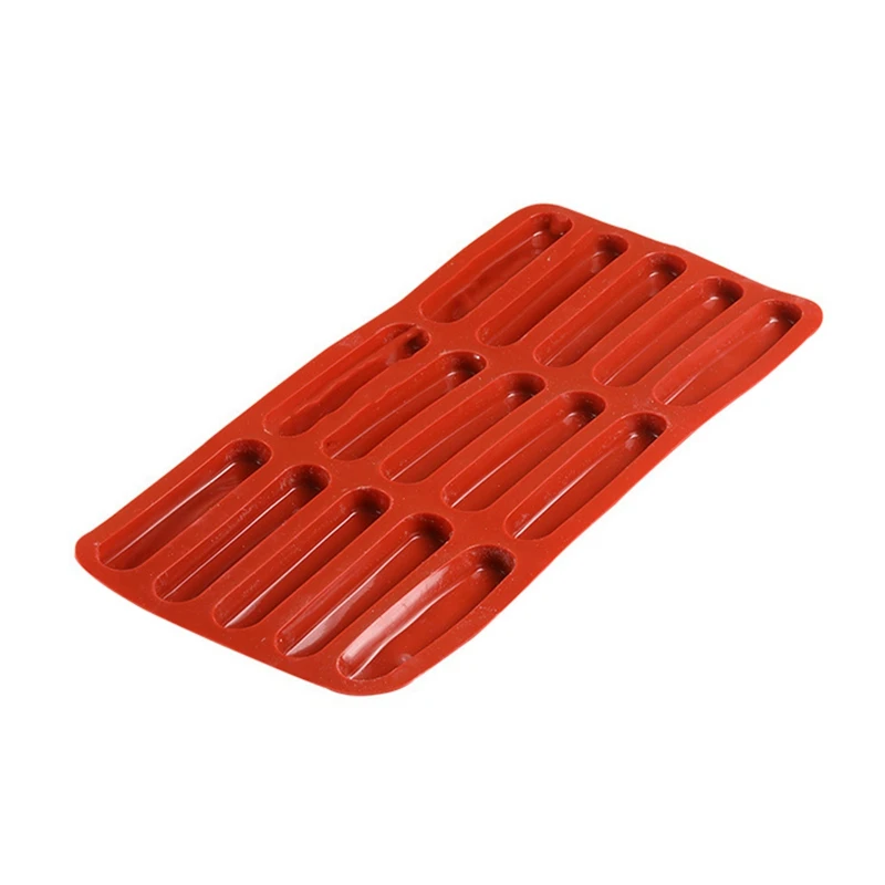 Tiramisu Finger Biscuit Silicone Mould 15 Cavities Cereal Bars Baking Chocolate Bar Mold Long Strip