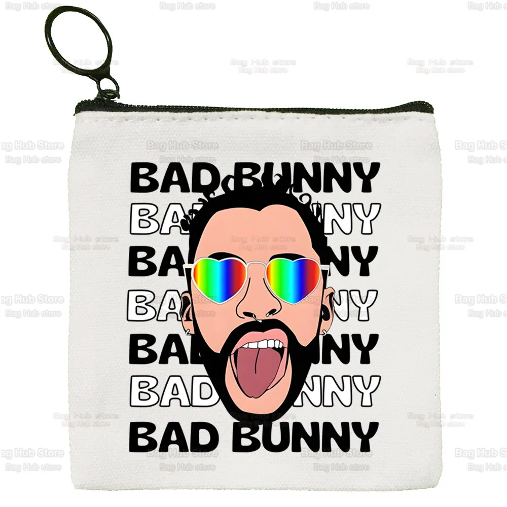 Bad Bunny UN VERANO SIN TI Music Album Cute Canvas Coin Purse Small Fresh New Zipper Key Bag Hand Gift Bag