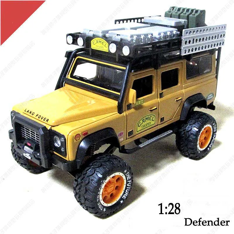 

Литая модель автомобиля из сплава 1:28 Defender Camel Cup SUV, внедорожник, раллийный автомобиль из сплава, модель автомобиля, игрушечное украшение, кол...