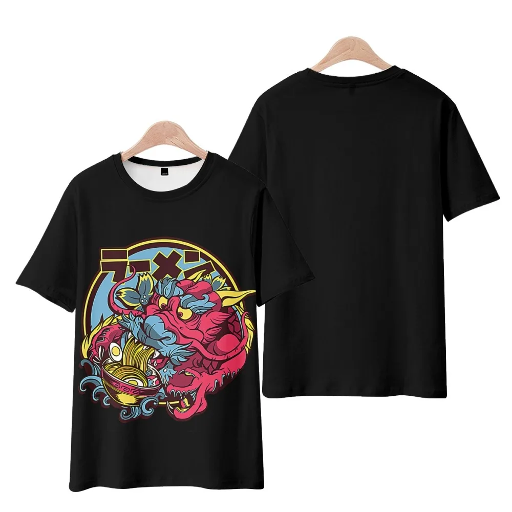 

Fashion Cartoon Ramen Dragon Printed Short Sleeve T-Shirt Men Women Round Neck Casual Streetwear Versatile Hip Hop Top Tees