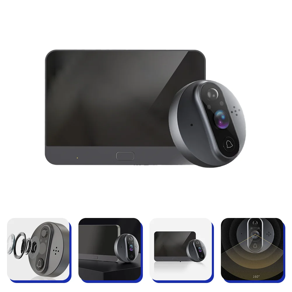 

1 Set Doorbell With 1MP Camera Monitor Video Intercom System Motion Detect Cam