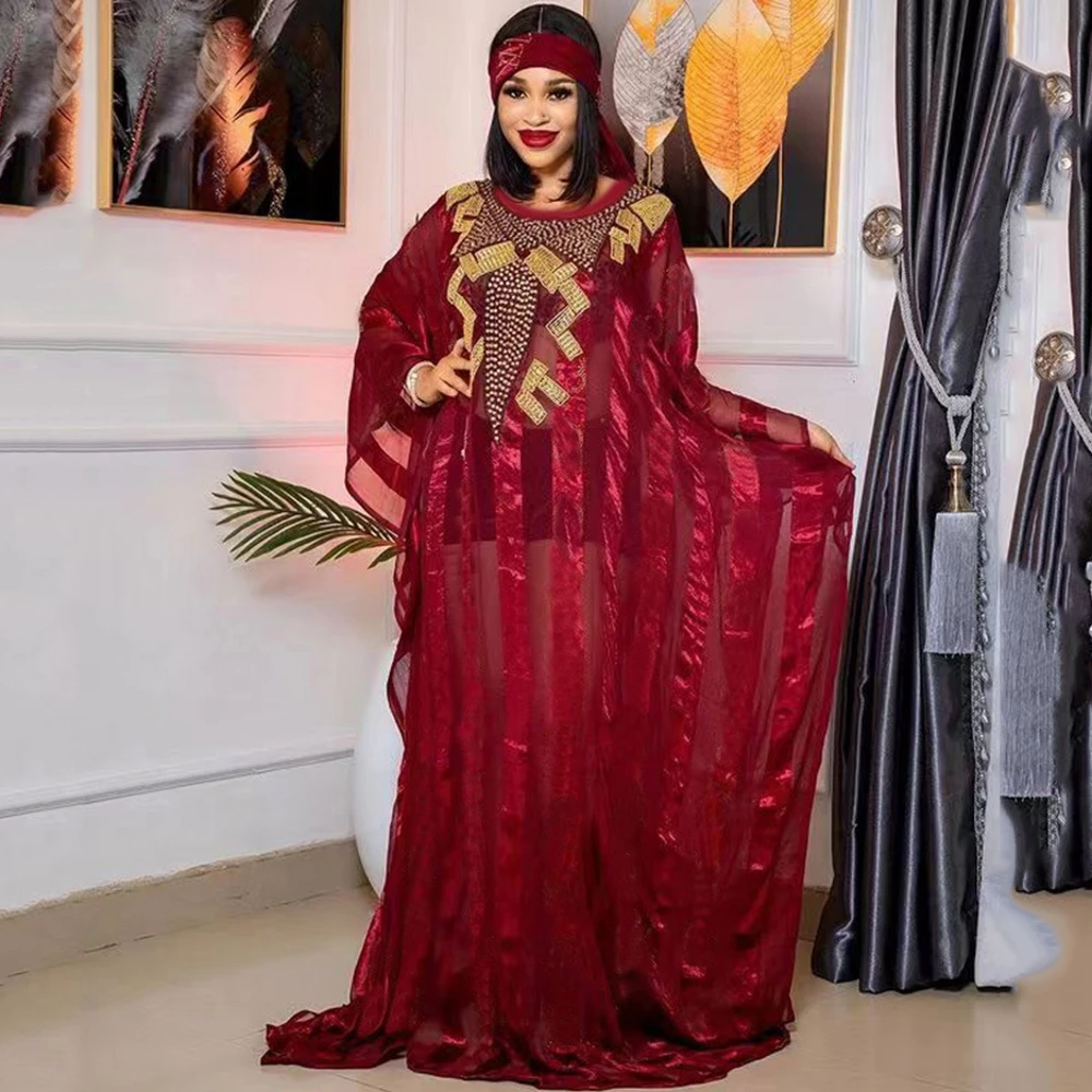 

Новинка 2023, мусульманские халаты, женские африканские платья Abaya для женщин, летнее шифоновое длинное платье макси с жемчугом, традиционная одежда