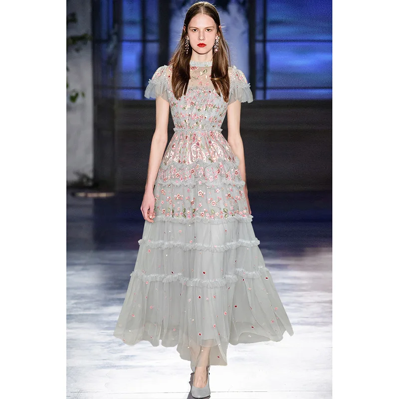 Женская длинная юбка вечерние рукавом-бабочкой подиумная дизайнерская