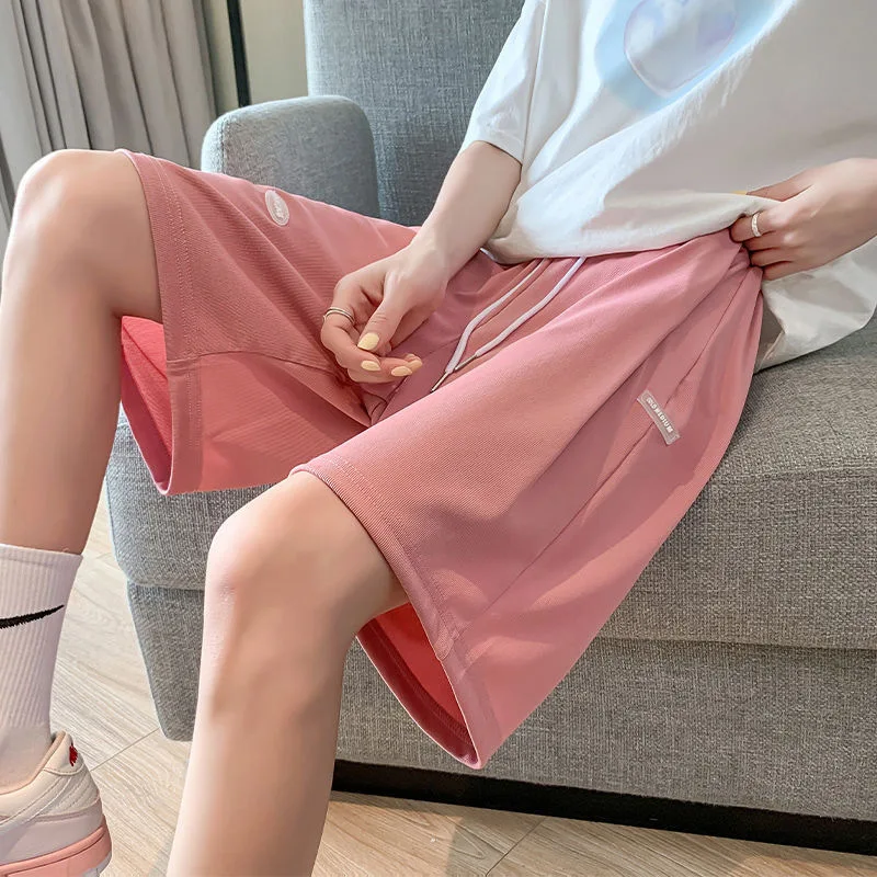 

Summer Casual Shorts for Women's Solid Loose High Waist Elastic Sport Shorts Drawstring Female Clothing Fitness Sweatpants M-4XL