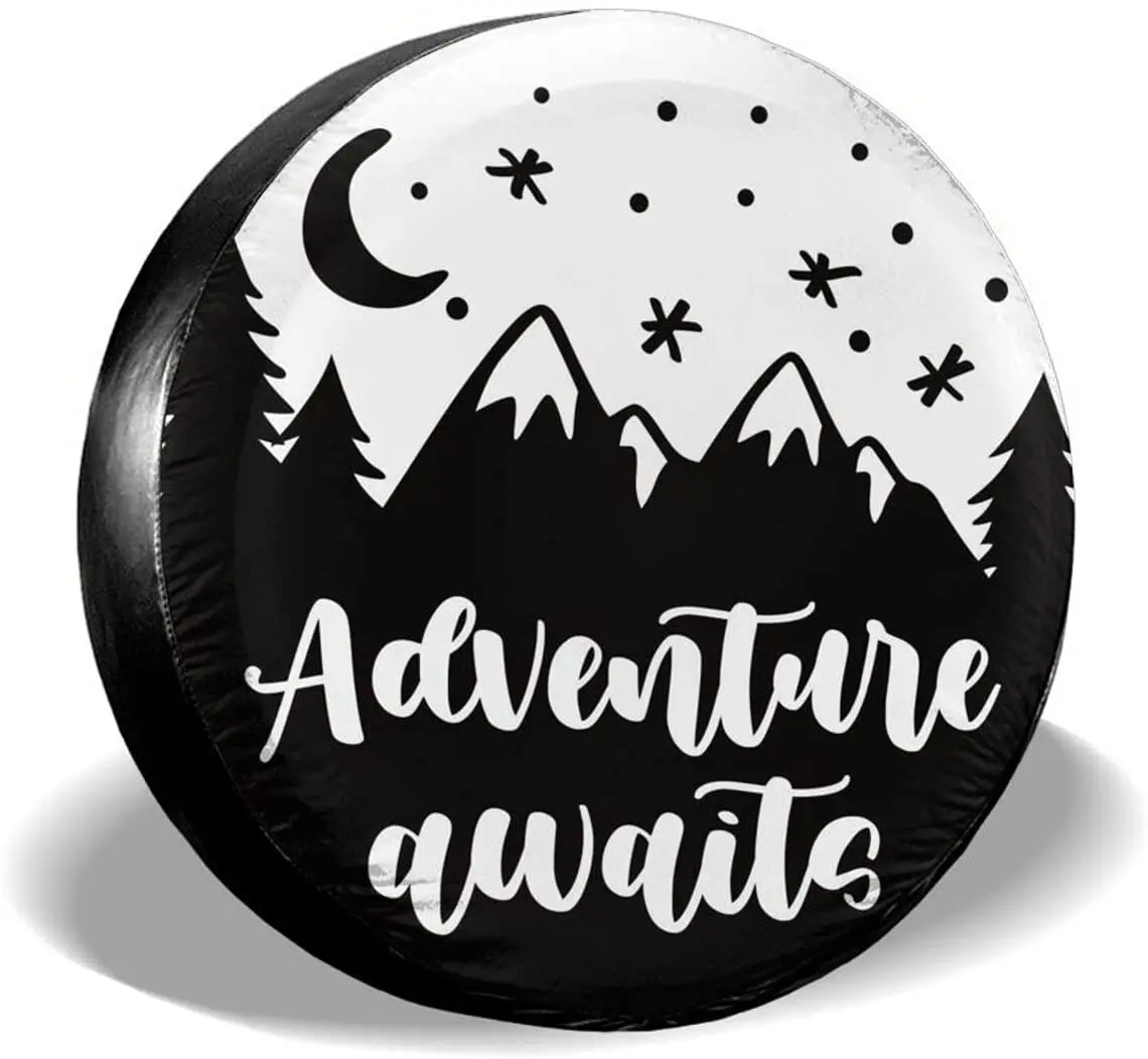 

Adventure Await Spare Tire Cover Waterproof Dust-Proof UV Sun Wheel Tire Cover Fit for Jeep,Trailer, RV, SUV and Many Vehicle 15