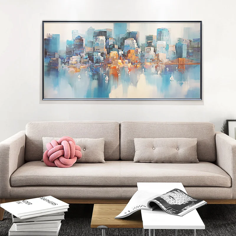 

Urban Series Hand-painted Oil Painting Modern Minimalist Nordic Living Room Office Hanging Painting Porch Decoration Painting
