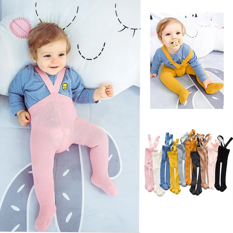 

2022 New Born Baby CottonPantyhose Newborn Baby Pants High Waist Cross Belt Baby Leggings Boys Girls Pants Kids Stockings