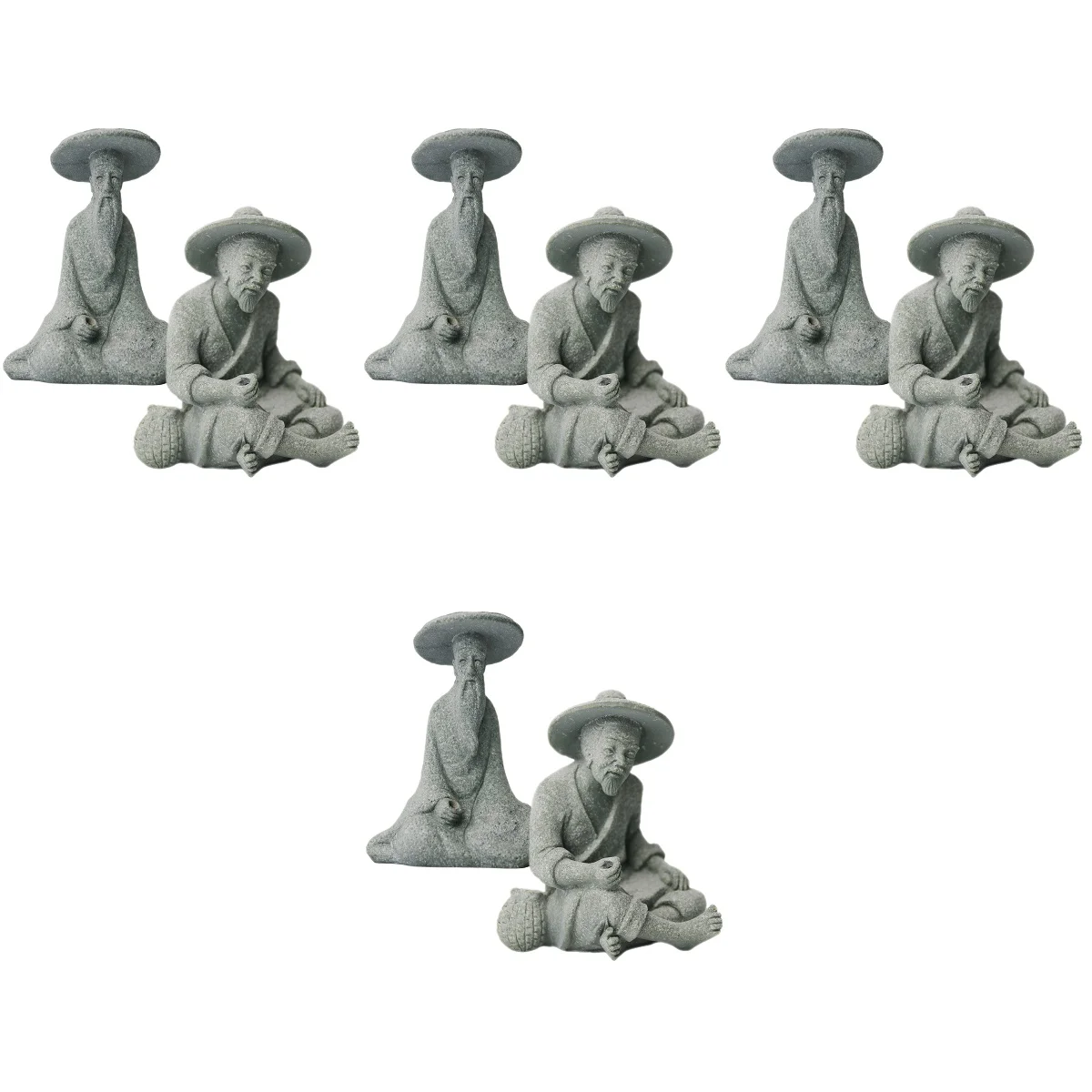 

8 pcs Decorative Outside Sandstone Bonsai Fisherman Statue Elder Statue Fisherman Statue Patio Bonsai Decoration