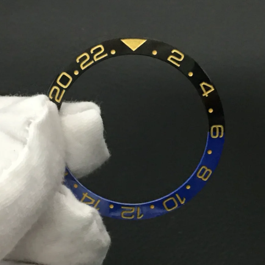 38mm Watch Bezel Insert Ceramic Bezel GMT Black and Blue Gold Bezel Mouth Diameter 38MM Watch Accessories