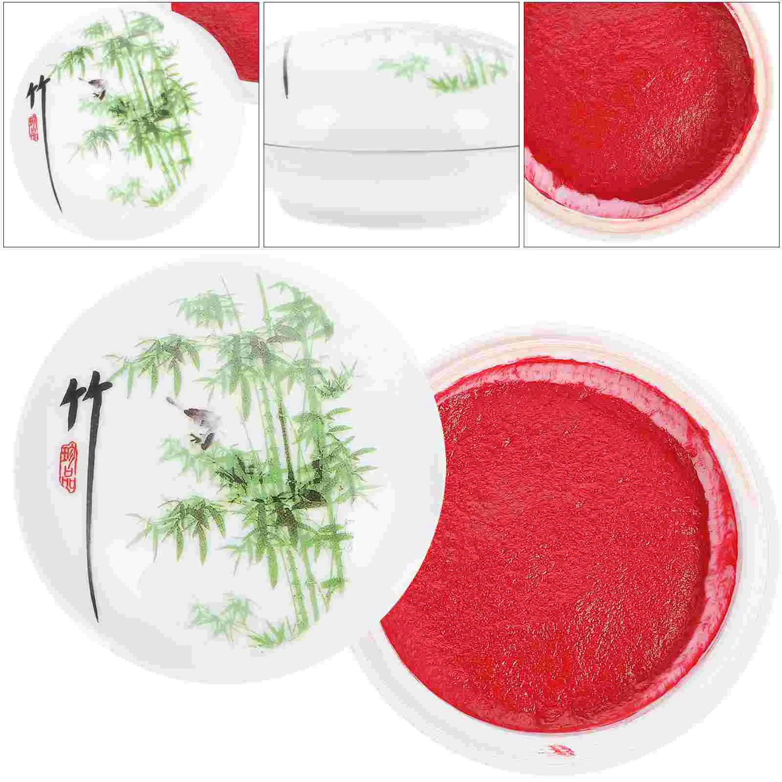 

Ink Pad Box Red Inkpad Porcelain Pads Office Stamp Waterproof Drawing Finger Stationary Stamps Painting Ceramic Calligraphy
