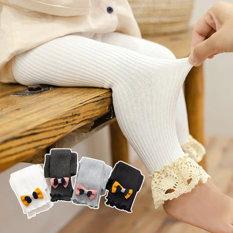 

Pants Kids Baby Comfortable For Warm Pants Autumn Color Spring Children Trousers Girl Leggings Mix Cotton Bowtie Girls