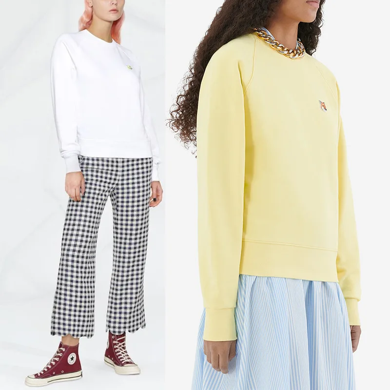 

Women Fox Head Embroidery Cotton Raglan Sleeve O-neck Sweatshirt