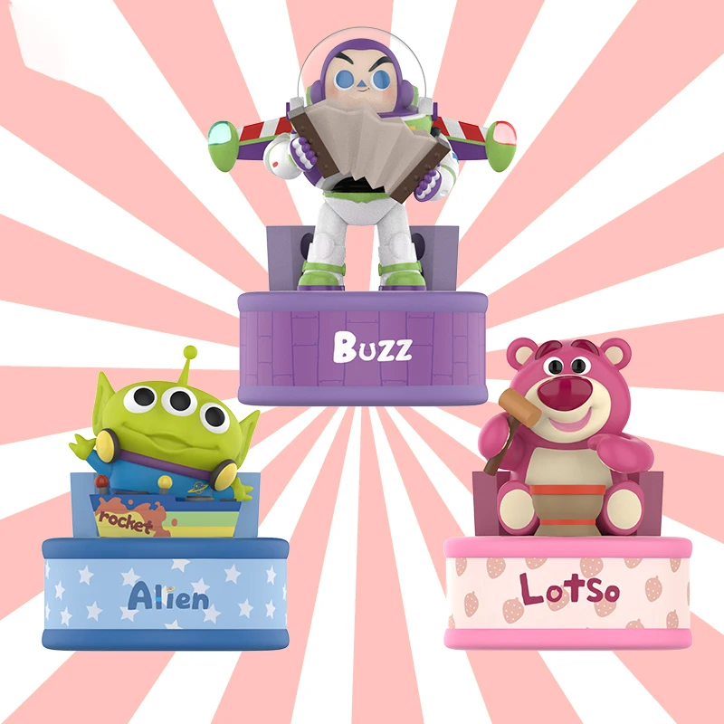 

Disney Toy Story Figures Strawberry Bear Three Eyed Alien Carnival Themed Music Box Cute Ornaments Children Toys Figure