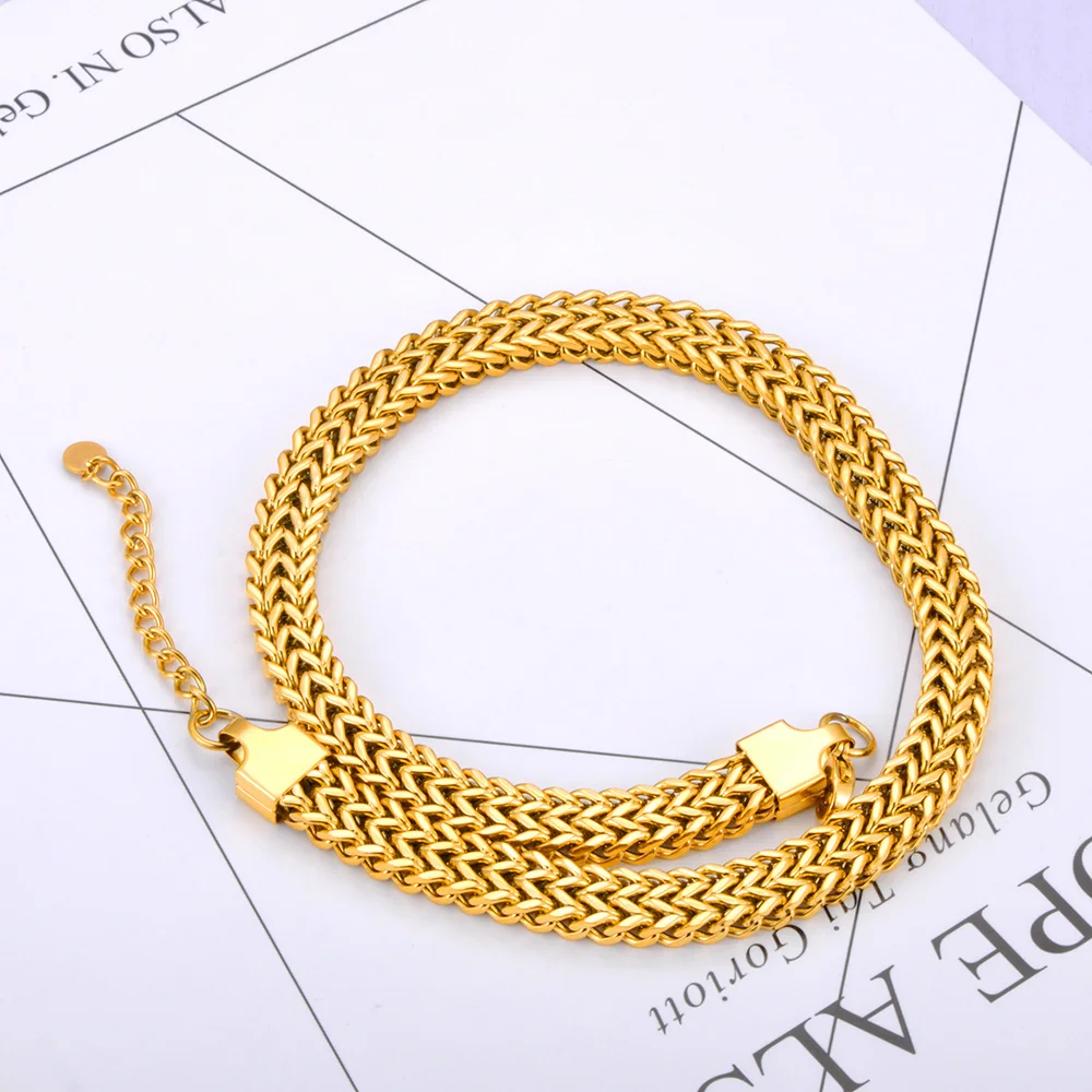 Женская позолоченная цепь Lokaer толстая кубинская из нержавеющей стали 18 карат