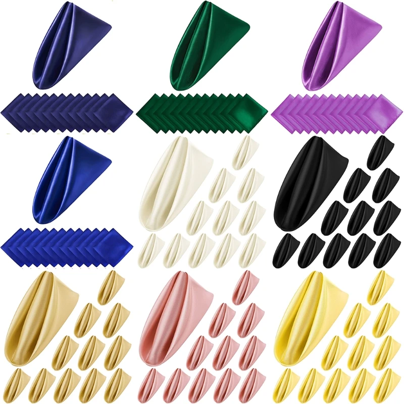 

12Pcs 50cm Table Napkins Cloth Square Satin Fabric Napkin Pocket Handkerchief for Wedding Birthday Home Party Hotel