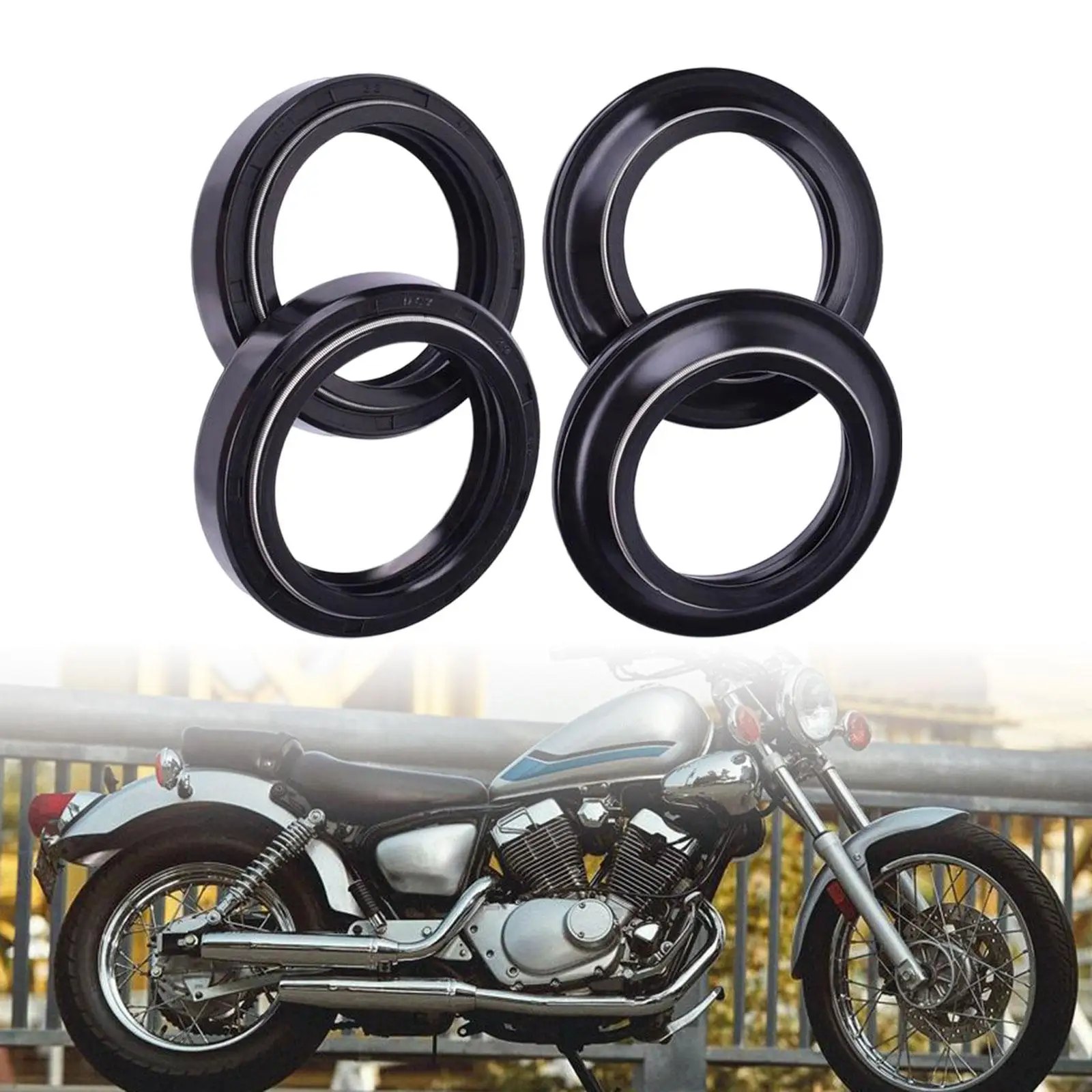 4 Pieces Motorcycle Front Fork Damper Shock Oil Seal & Dust Seal Shock Absorber for Yamaha TW200 SDR200 XV125 Virago XV250