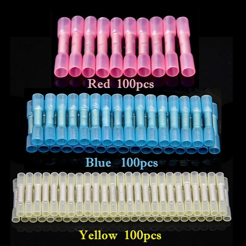 

300Pcs 22-10AWG Heat Shrink Butt Terminals Insulated Butt Electrical Splice Wire Connectors Cable Crimp Terminal Connector