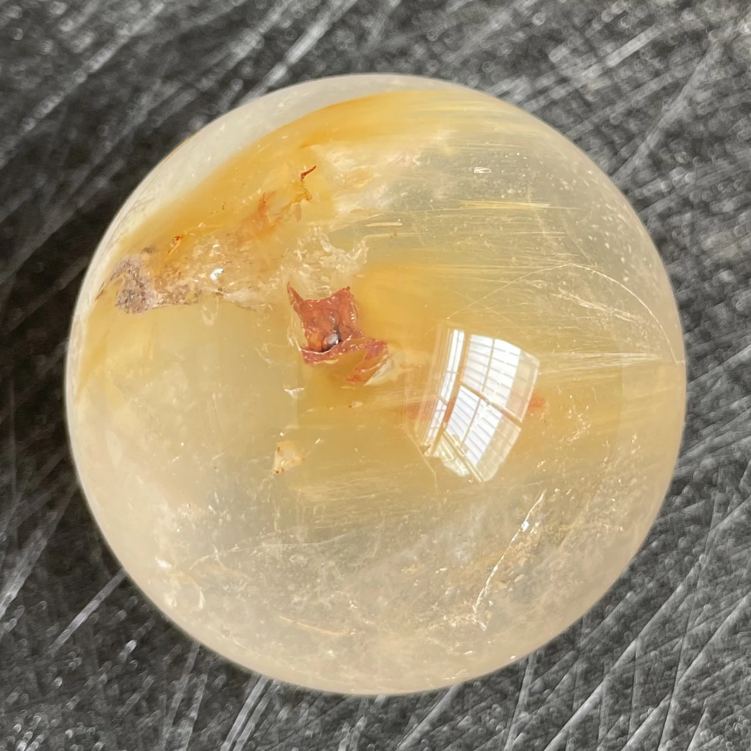 148 г натуральный камень кварц рутилированная Сфера полированная искусственная