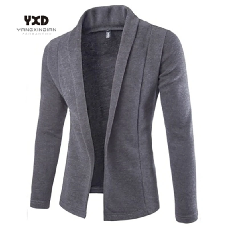 New Brand Men Clothes Sweater Concise V-Neck Spliced Sweater Coat Cardigan Male Solid Color Slim Mens Cardigan Business Casual