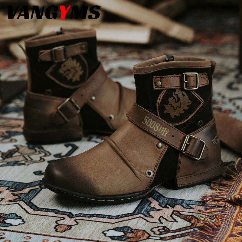 

Men's Boots 2022 Anti-Slip Leather Shoes Comfortable Vintage Ankle Boots Men's Fashion Leather Boots Chaussures Casual Shoes