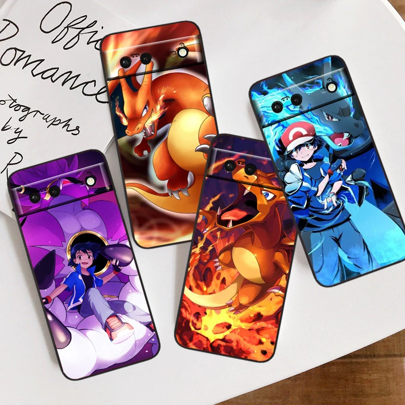P-Pokemones крутой милый аниме для Google Pixel 9 8 7A 7 6A 6 5A 5 4 4A XL 5G Черный Силиконовый