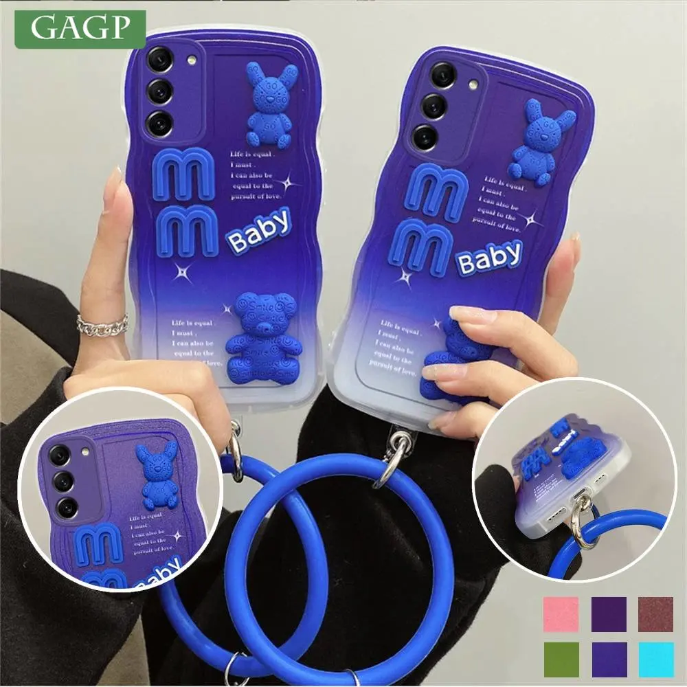 

For Samsung S22 Ultra Luxury 3D Wave Gradient Doll Case With Samsung S23 S21 S20 Ultra Plus A52 A53 A73 Lens Protection Cover