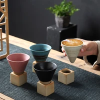 retro ceramics funnel coffee cup with base water cup creative cone teacups japanese style tea cup espresso coffee cup