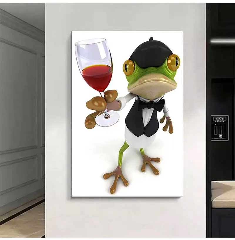 Современный мультяшный забавный романтическая лягушка художественный плакат на