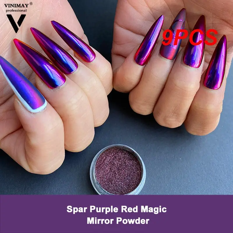 

9 шт. в коробке, зеркальный разноцветный золотистый/серебристый лак для ногтей с эффектом Auroras, хромированный пигментный пылезащитный лак