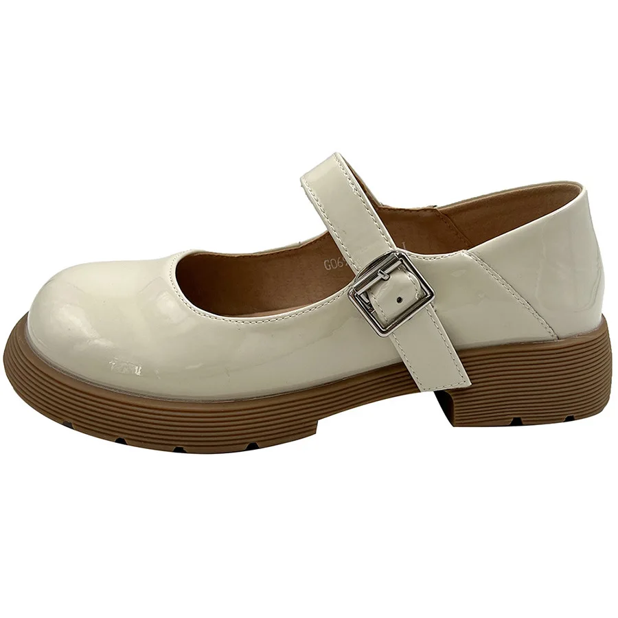 2022 Spring New Small Leather Shoes Female Uniform Round Toe Thick Heel British College Style Women's Shoes Vintage Shoes