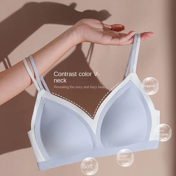 

Summer Traceless Underwear Women's Small Chest Is Large, Close the Auxiliary Breast, Prevent Sagging, Thin Rimless Bra with