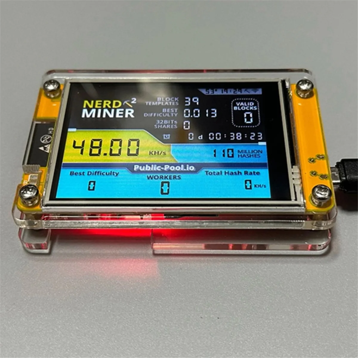NerdMiner V2 2.8 Inch Display BTC Solo Lottery Nerd Miner 56KH/S Crypto Bitcoin Mining Machine