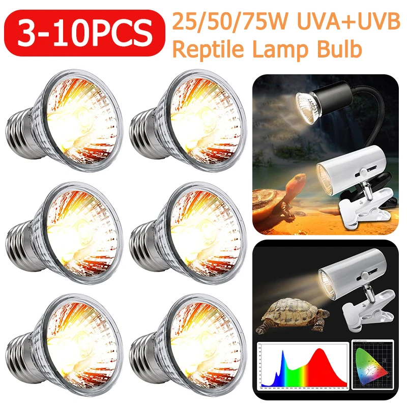 

3-10 шт., термолампы для черепахи, 25/50/75 Вт