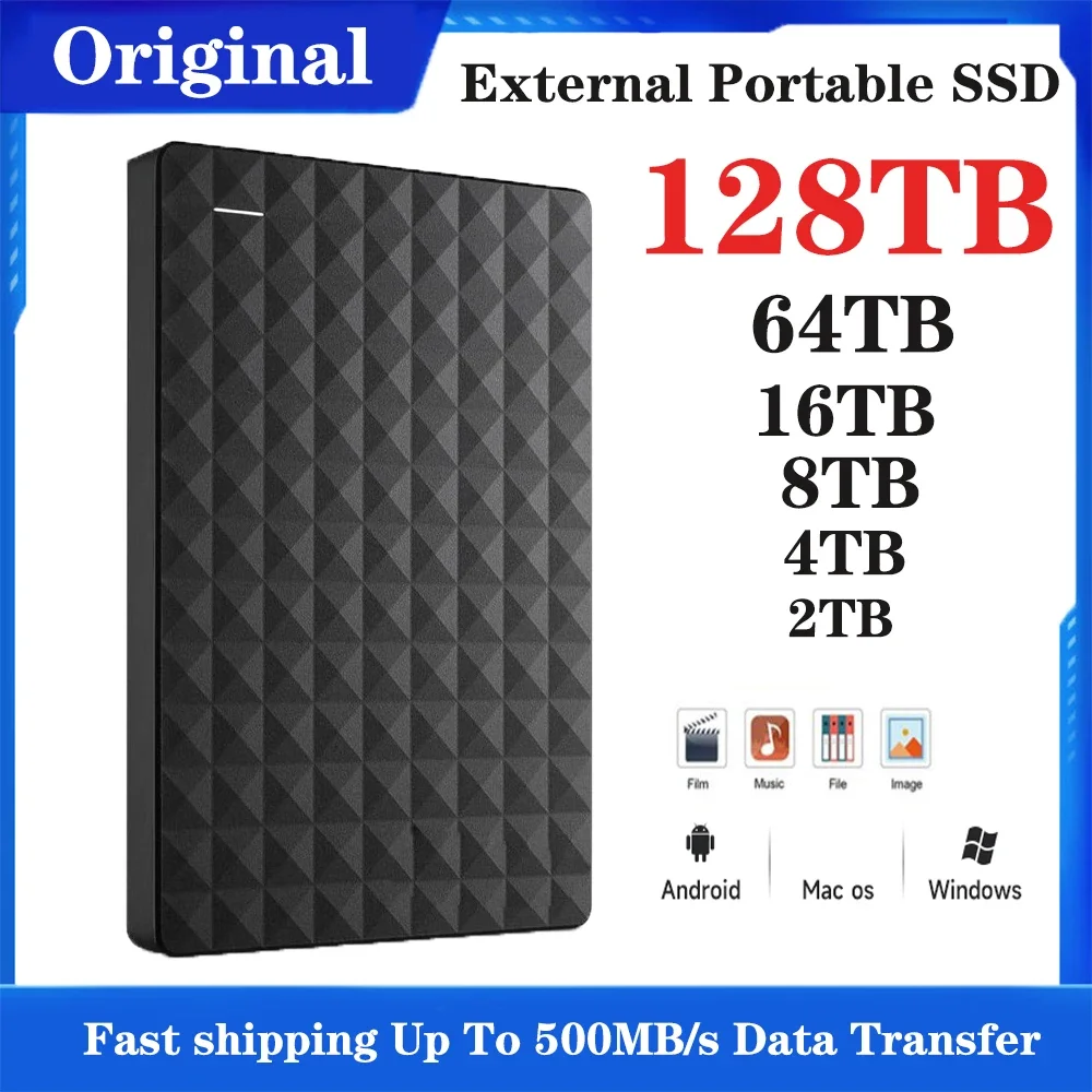 

Original Portable SSD 16TB Mobile Solid State Drive 2TB High-Speed External Storage Decives Type-C USB 3.0 Interface For Laptop