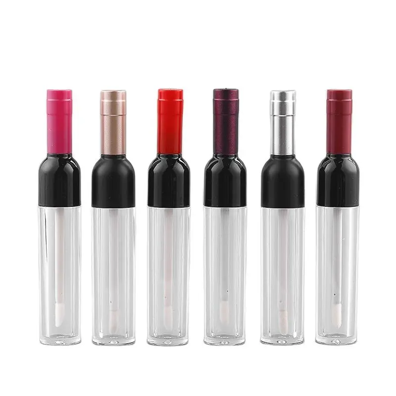 

10/50pcs 5ml Empty Wine Shaped Lip Gloss Tube Lipstick Tubes Silver /Red/Pink Reffilable Bottle Cosmetic Packaging Container