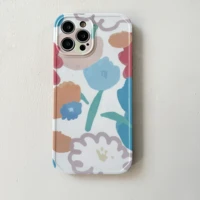 ins style oil painting blue flower case for iphone 11 12 13 pro max 8 7 plus xr xs max x se 2020 12 mini soft back cover capa