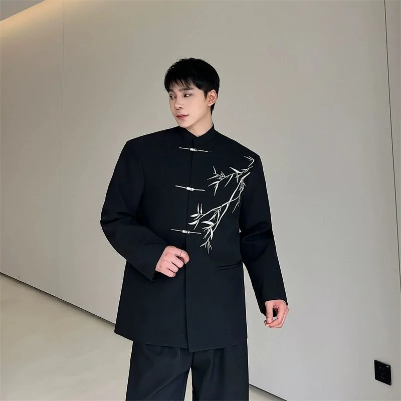 Блейзеры мужские повседневные с воротником-стойкой модный дизайн в китайском