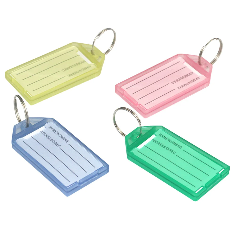 

40 Pcs Key Fobs Coloured Documents ID Tags Labels Clamshell Ring Plastic Travel