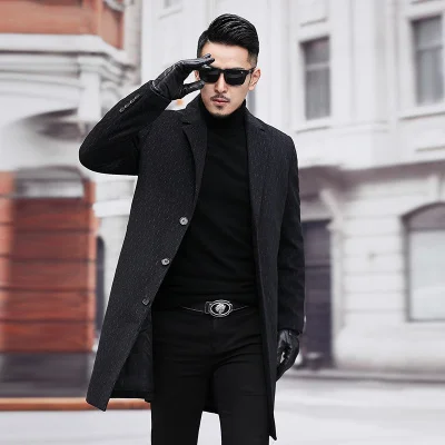 

arrival 2023 new coat spring 75% wool trench coat men,men's casual high quality wool long jackets,size M-4XL